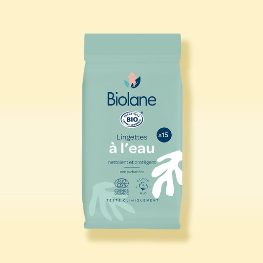 Lingettes à l'eau certifiées biologiques (format pocket) 15 lingettes