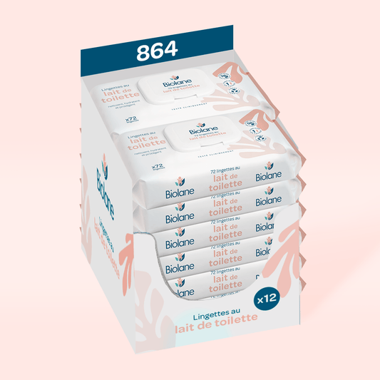 Lot 12x Lingettes au lait de toilette