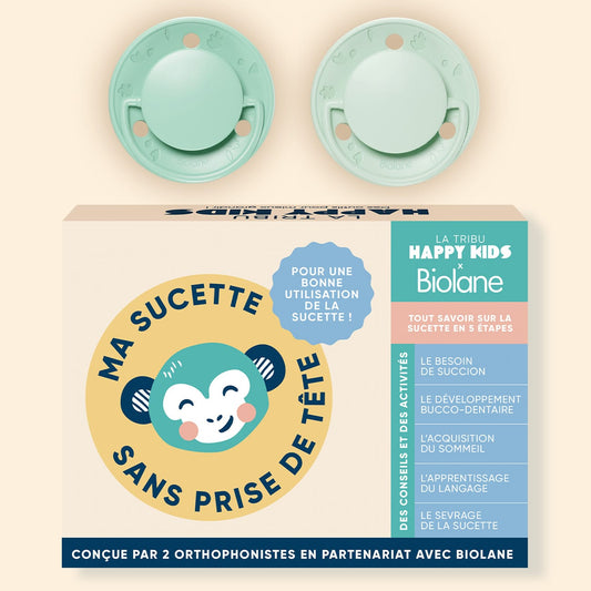 Coffret "Ma sucette sans prise de tête" + sucettes rondes +18 mois
