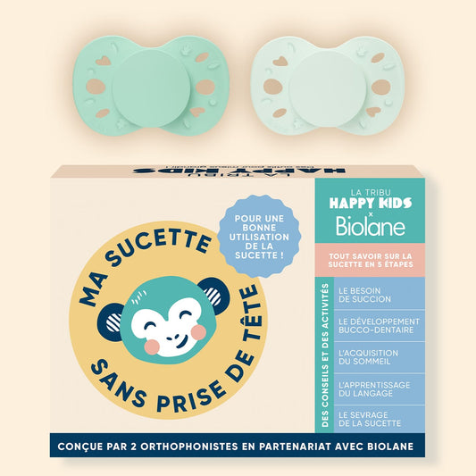 Coffret "Ma sucette sans prise de tête" + sucettes anatomiques +18 mois