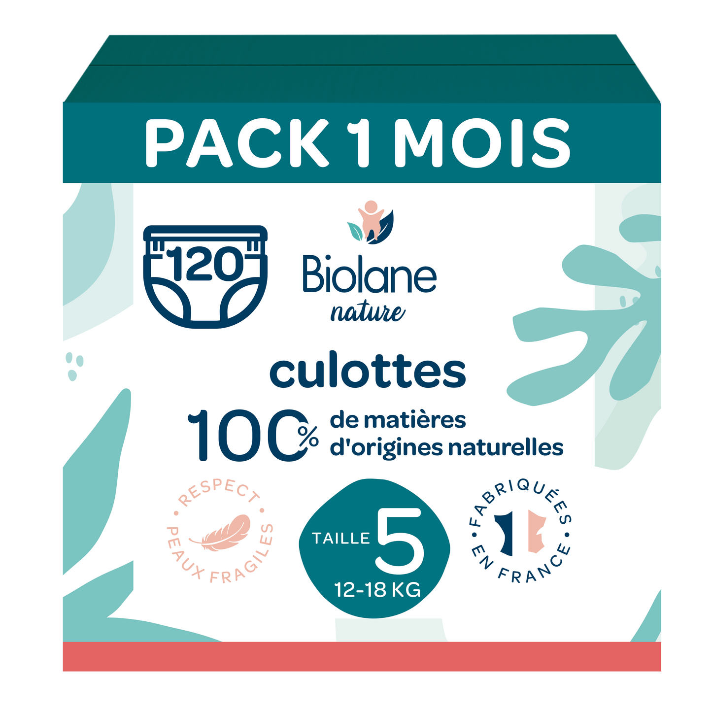 Pack 1 mois couches culottes Biolane Nature de 12 à 18 kg