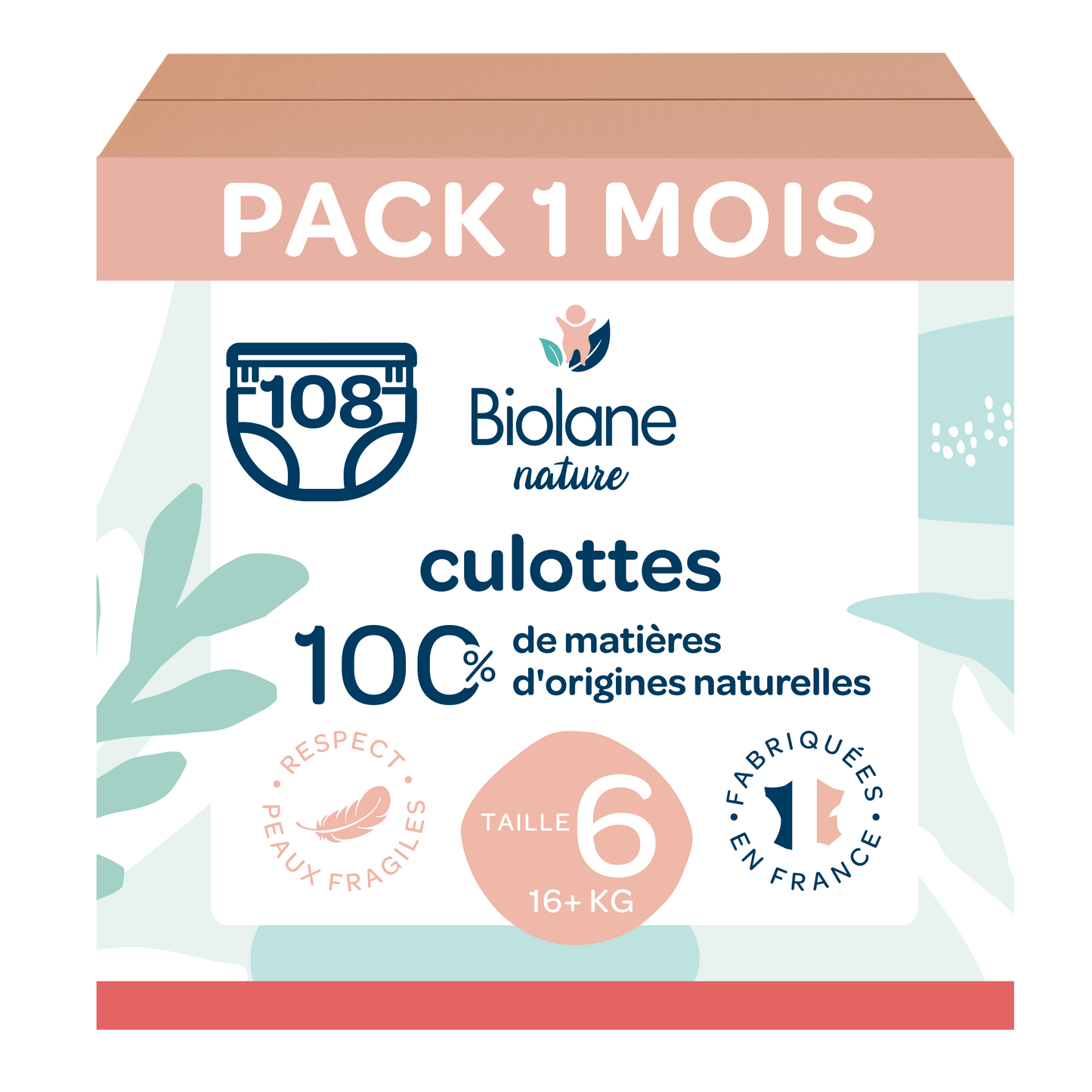 Pack 1 mois couches culottes Biolane Nature 16+ kg