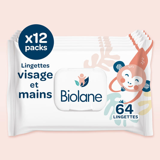 Lingettes visage et mains x64 lot de 12
